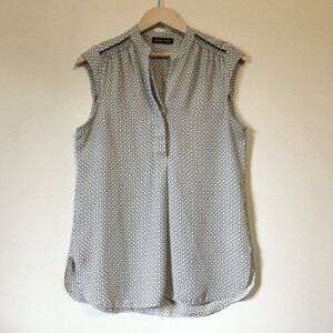 Mandy Evans White & Black Semi Circle Geometric Print Sleeveless Top